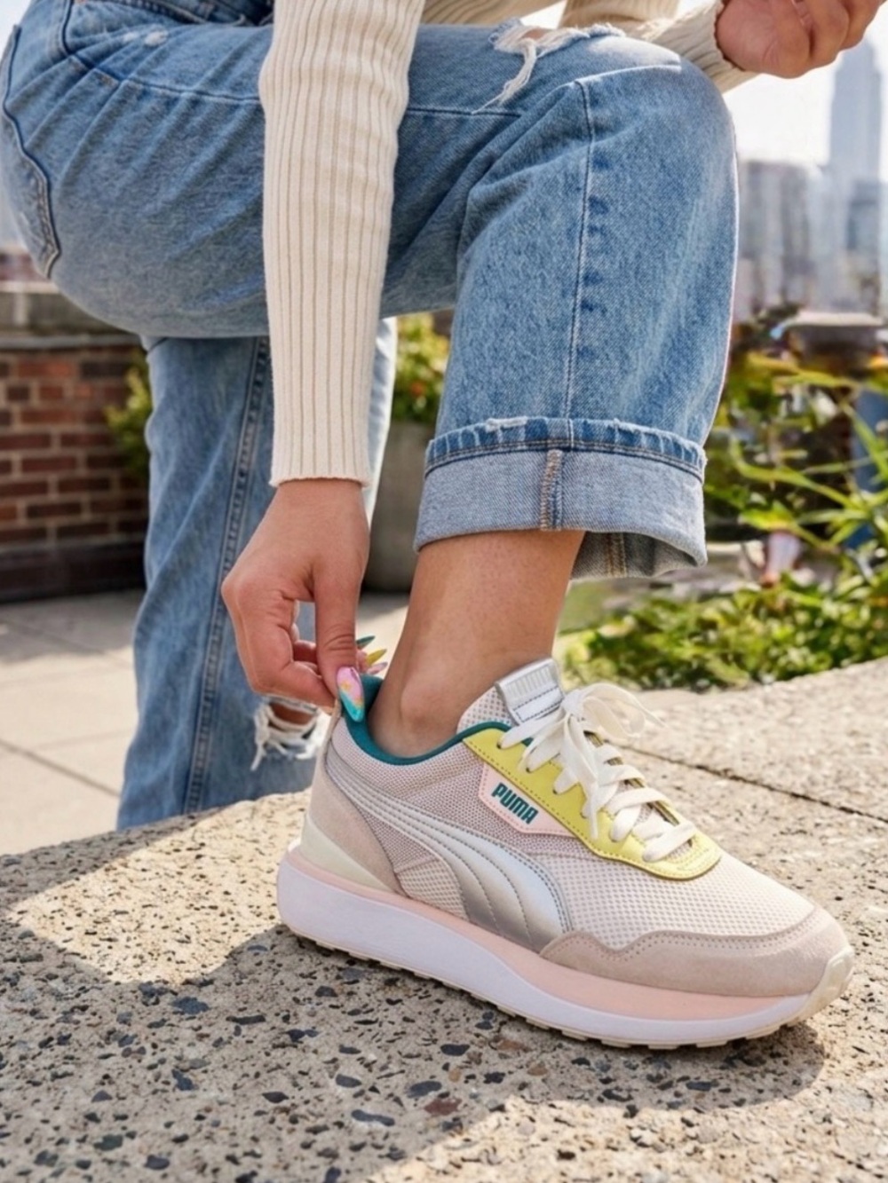 Puma Cruise Rider Ocean Queen Sneakers Eggnog Silver Cloud Pink Women’s Size 8